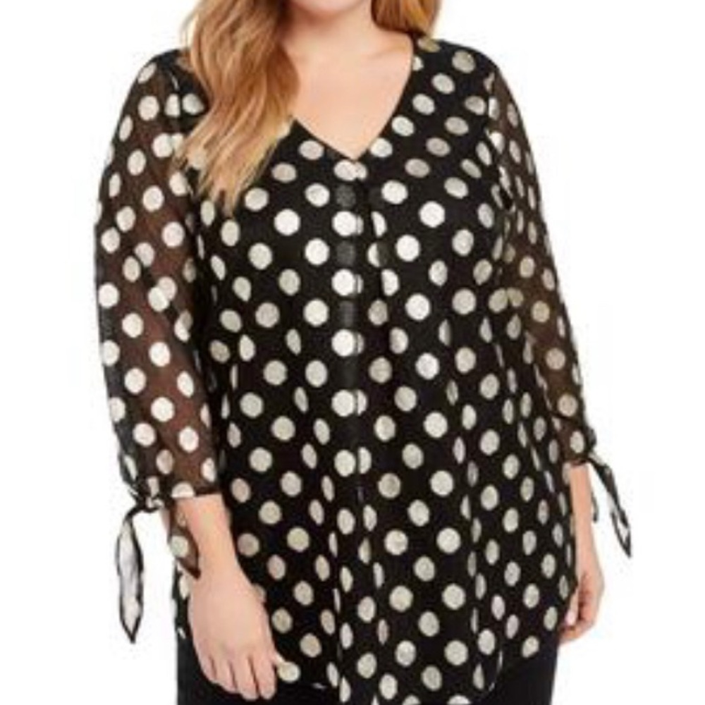 ALFANI Women's Black/gold Lurex Blouse